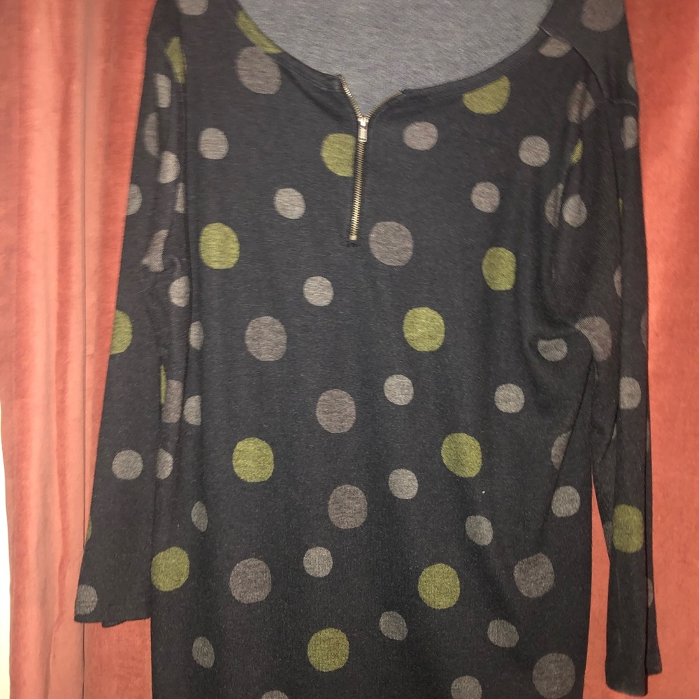A knit grey polka dot tunic
